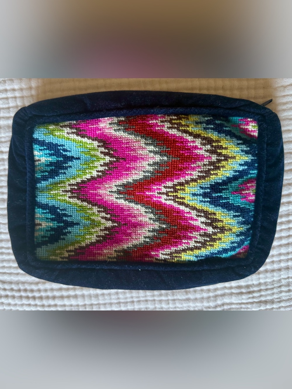 Jonathan Adler Bargello Needlepoint Velvet Makeup Bag
